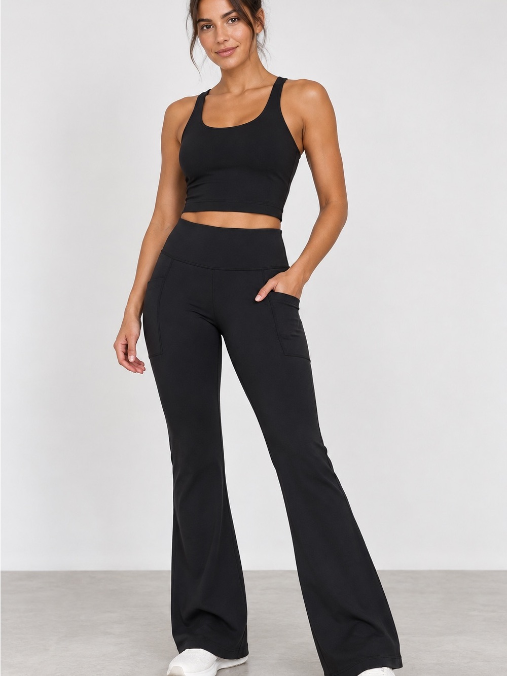 Athleta Salutation Stash Flare Pants Women’s Small Black High Rise 27”